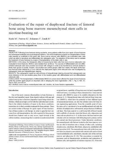 57 page 001 Evaluation of the repair of diaphyseal fracture of femoral bone using bone marrow mesenchymal stem cells in nicotine-bearing rat