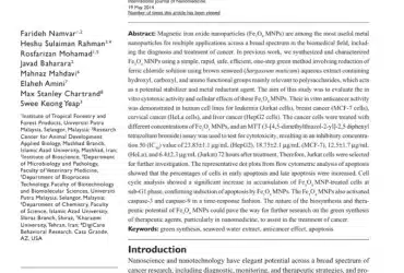 cytotoxic effect of magnetic iron oxide nanoparticles synthesized via seaweed aqueous extract