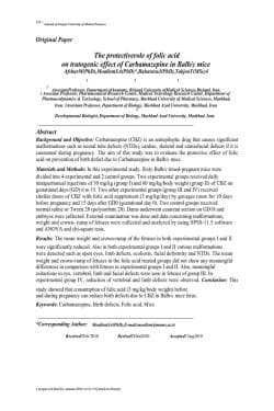 The protective role of folic acid on tratogenic effect of Carbamazepine in Balb/c mice