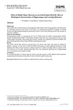 Effect of mobile phone microwaves on fetal period of BALB/c mice in histological characteristics of hippocampus and learning behaviors