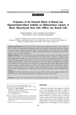 Evaluation of the Potential Effects of Retinol and Alginate/Gelatin-Based Scaffolds on Differentiation Capacity of Mouse Mesenchymal Stem Cells (MSCs) into Retinal Cells